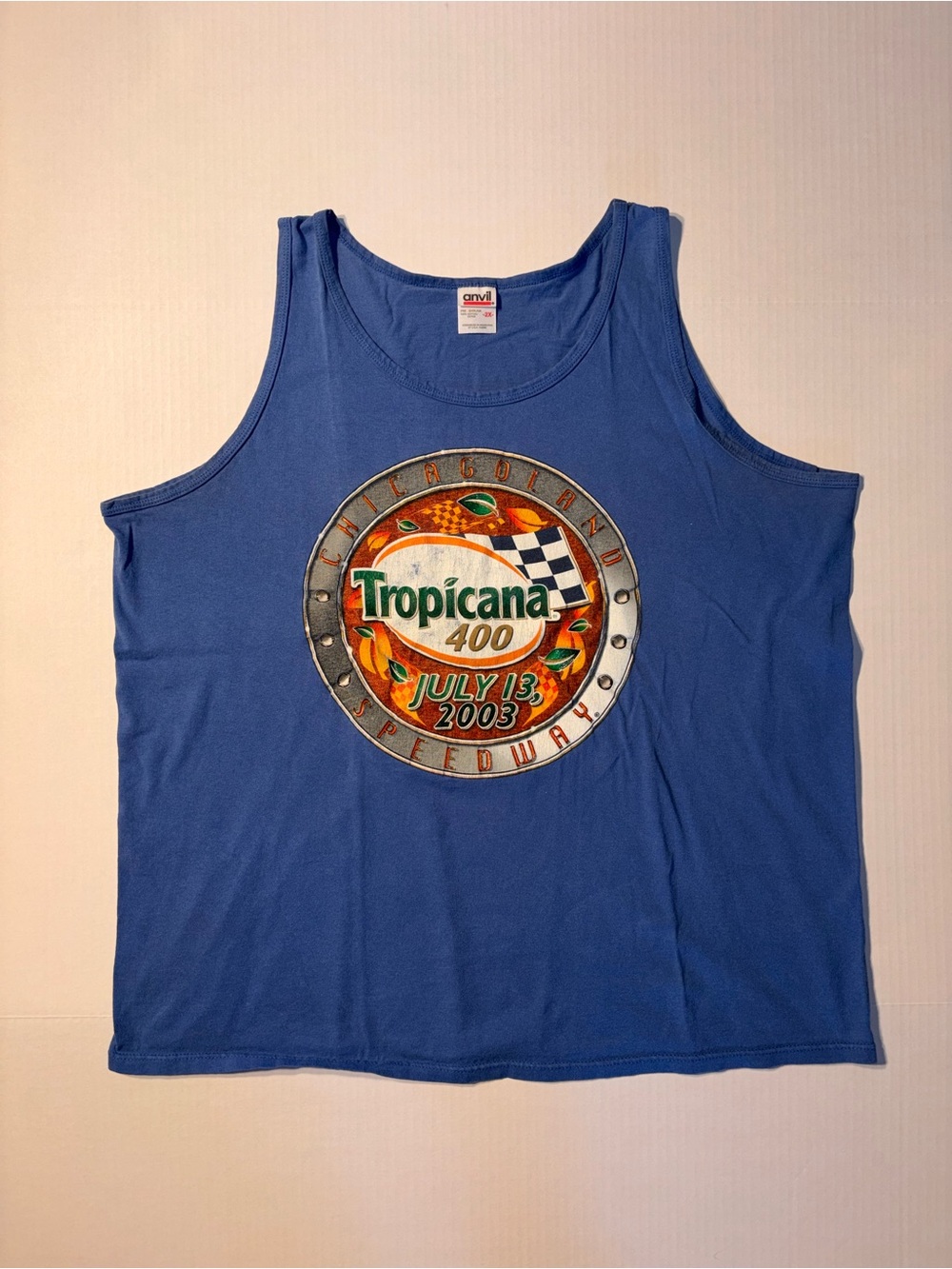Vtg Chicago Land Speedway 2003 Tropicana 400 Nascar Race Tank Top Tshirt Sz XXL